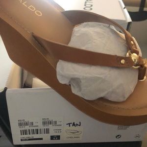 6.5 Aldo Tan Wedge Sandals